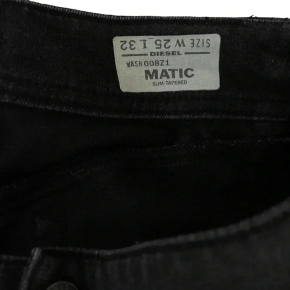 Diesel Low Rise Matic Slim-Tapered Jeans Wash 008Z1 Black Denim Jeans W25 - Picture 10 of 10